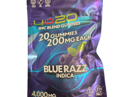 4U20 THC Blend Gummies – Blue Razz Indica | 200mg Each, 20ct
