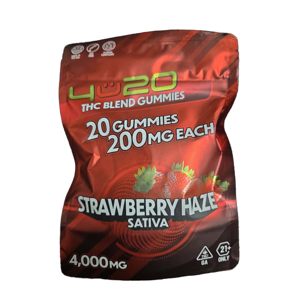 4U20 THC Blend Gummies – Strawberry Haze Sativa | 200mg Each, 20ct