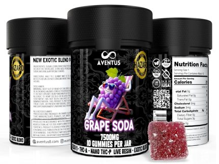 7500mg AVENTUS8 GUMMIES GRAPE SODA DELTA 9 + THC-A + NANO THC-P LIVE RESIN EXOTIC BLEND
