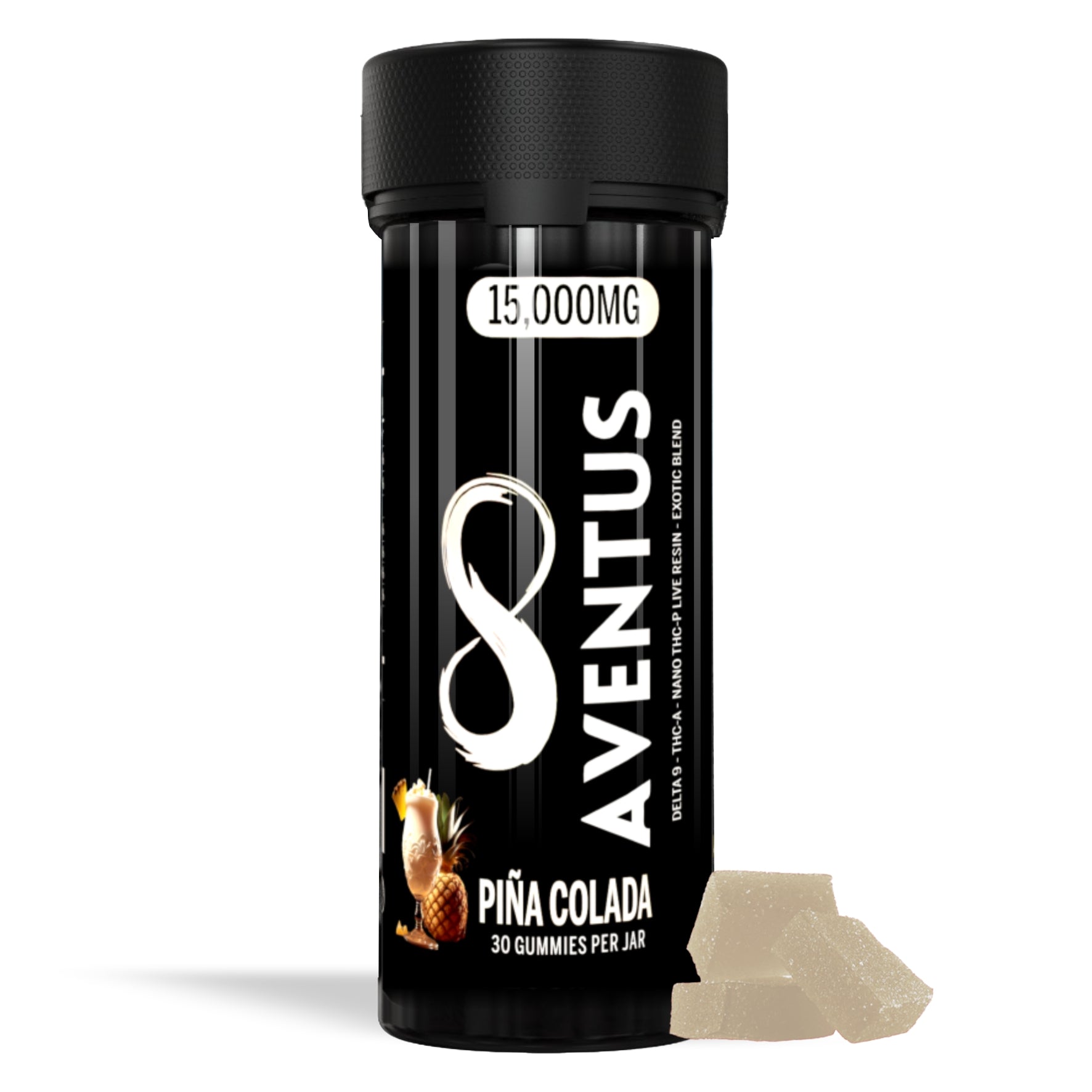 Aventus8 Exotic Blend Gummies – Piña Colada (15000mg, 30ct Jar)