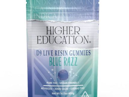 Higher Education D9 Live Resin Gummies | 1200MG Blue Razz – Indica