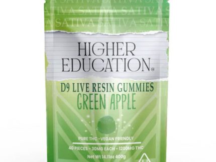 Higher Education D9 Live Resin Gummies | 1200MG Green Apple – Sativa