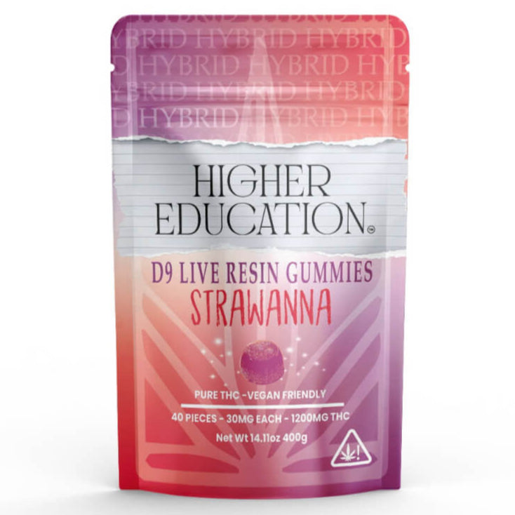 Higher Education D9 Live Resin Gummies | 1200MG Strawnana – Hybrid