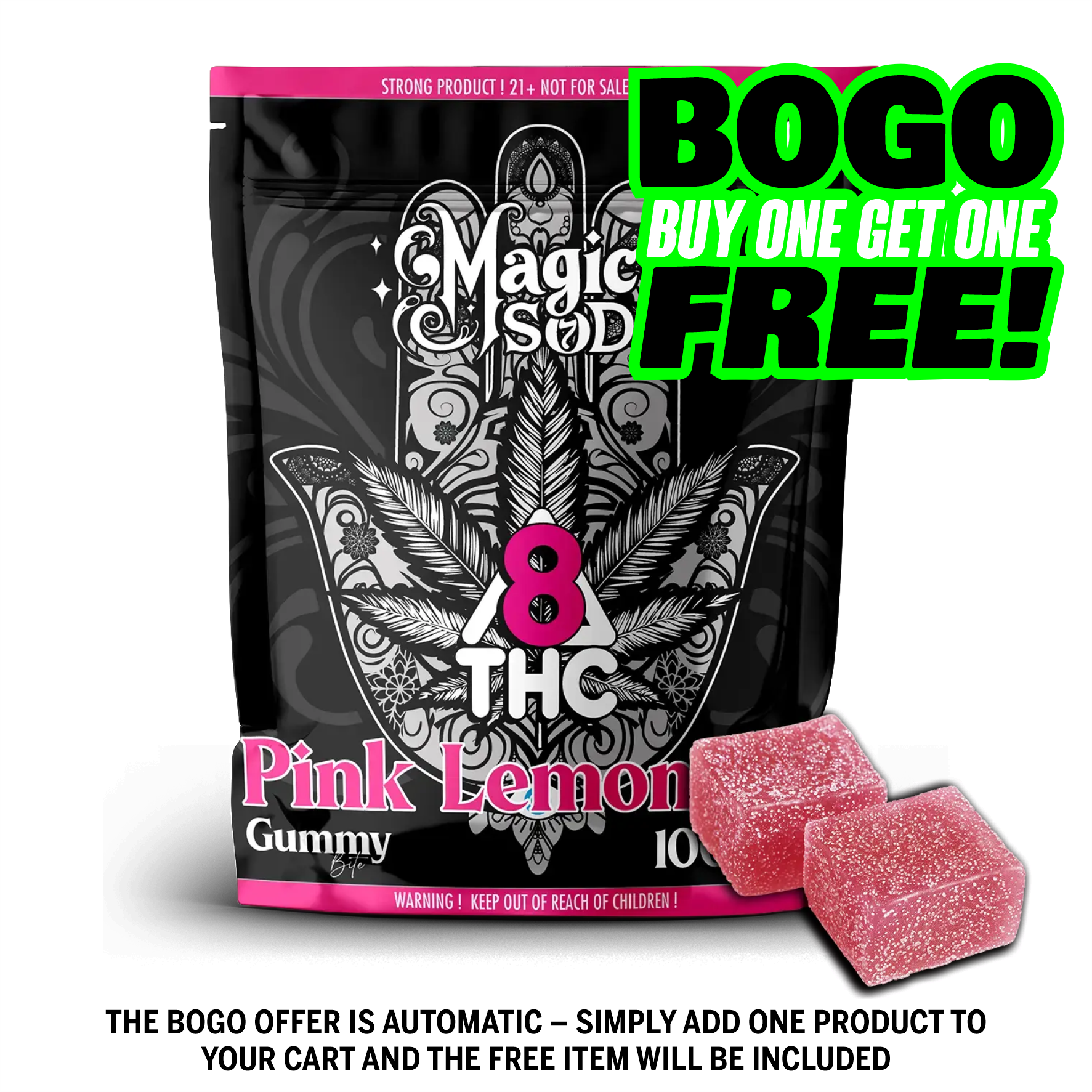 MAGICSOD D8 THC Pink Lemonade Gummies (5pcs)