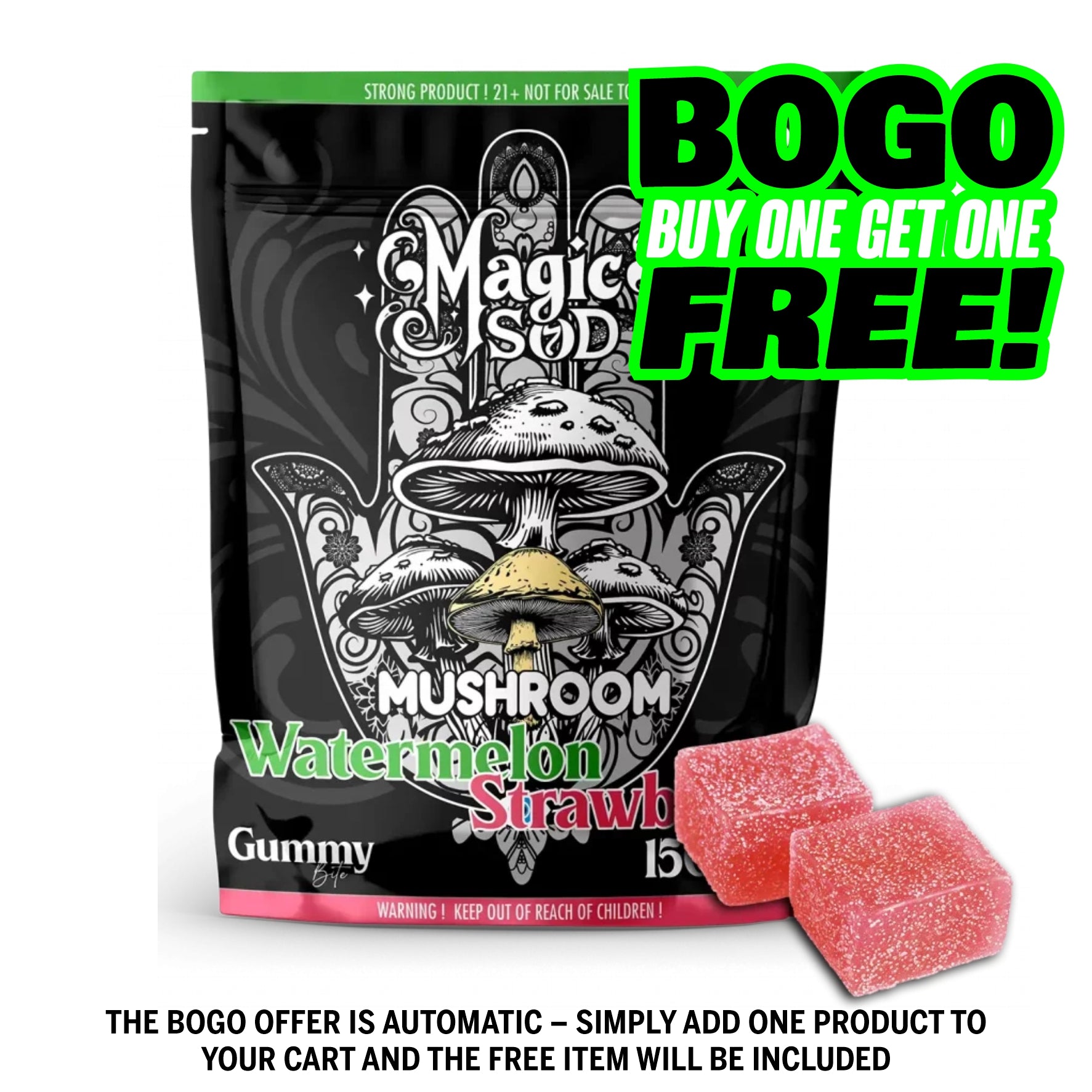 MAGICSOD Mushroom Watermelon Strawberry Gummies 1500mg