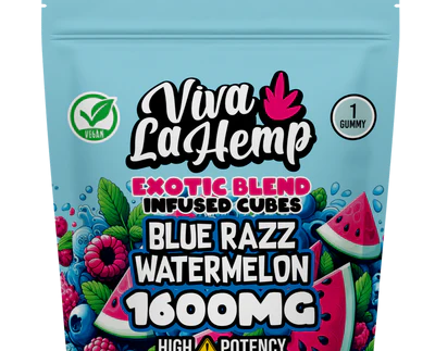 viva la hemp Exotic Blend Infused Cubes – 1600MG Blue Razz Watermelon