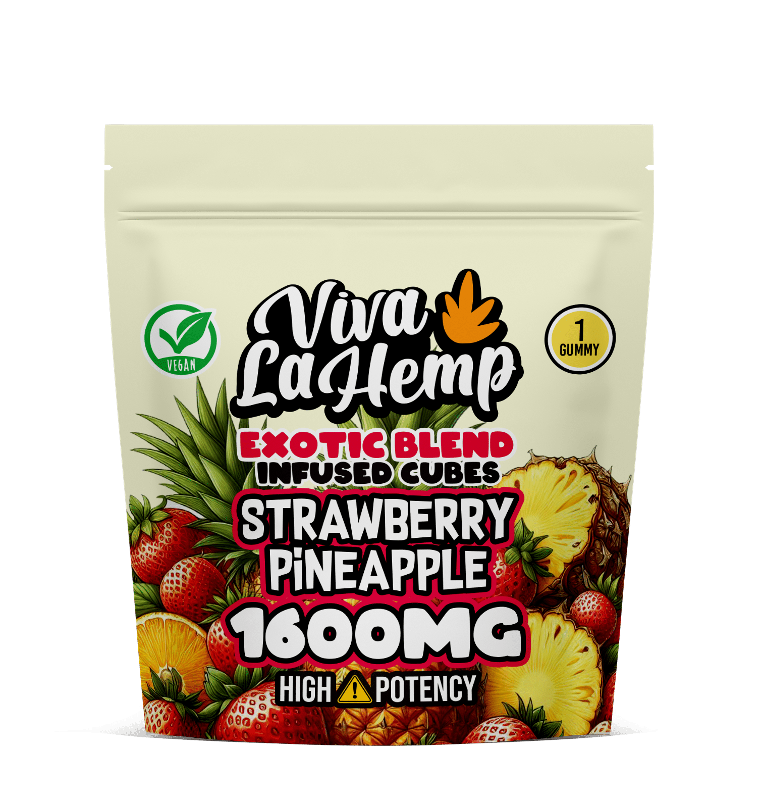 viva la hemp Exotic Blend Infused Cubes – 1600MG Strawberry Pineapple
